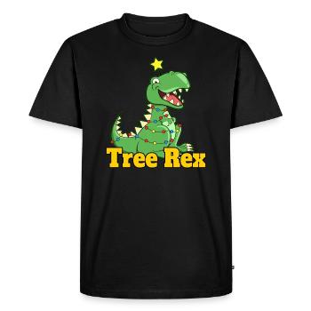 Cute Christmas dinosaur pajamas with little sweet - Men's Premium Organic T-Shirt - black - Front - Nico (187cm)