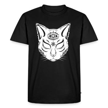 Chat avec le troisième oeil - dessus du sol - T-shirt Premium bio Homme - noir - Devant - Nico (187cm)
