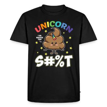 Funny unicorn pile shit shit gift - Men's Premium Organic T-Shirt - black - Front - Nico (187cm)