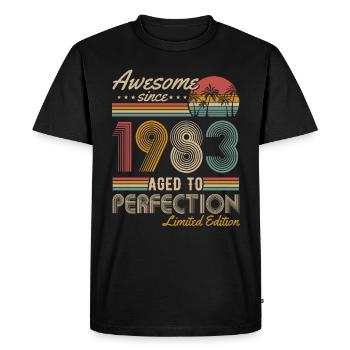 Né 1983 Vintage Anniversaire Rétro - T-shirt Premium bio Homme - noir - Devant - Nico (187cm)