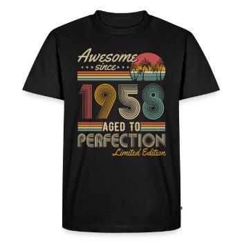 Né 1958 Vintage Anniversaire Rétro - T-shirt Premium bio Homme - noir - Devant - Nico (187cm)