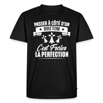 Passer à côté d'un breton frôler la perfection - T-shirt Premium bio Homme - noir - Devant - Nico (187cm)