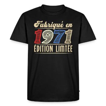 Fabriqué en 1971, Vintage cadeau d'anniversaire - T-shirt Premium bio Homme - noir - Devant - Nico (187cm)