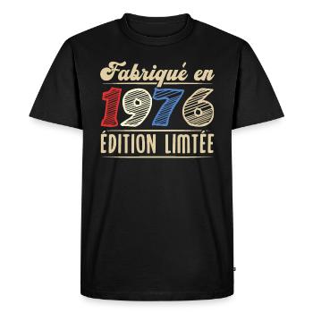 Fabriqué en 1976, Vintage cadeau d'anniversaire - T-shirt Premium bio Homme - noir - Devant - Nico (187cm)