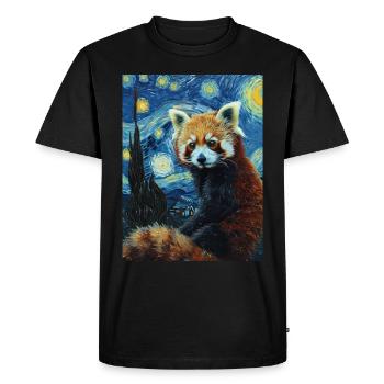 Red Panda, Van Gogh, Starry Night - Men's Premium Organic T-Shirt - black - Front - Nico (187cm)