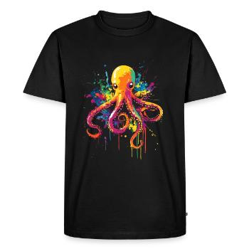 Pieuvre Pieuvre Pieuvre Pop Art Couleur Colorée - T-shirt Premium bio Homme - noir - Devant - Nico (187cm)