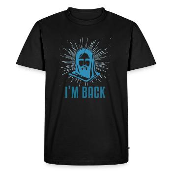 J'aime Jésus Je suis de retour de Pâques cadeau - T-shirt Premium bio Homme - noir - Devant - Nico (187cm)