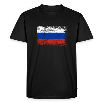 Russie drapeau russe drapeau usé - T-shirt Premium bio Homme - noir - Devant - Nico (187cm)