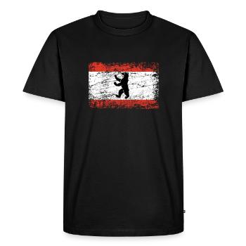 Drapeau de mur des ours de berlin drapeau usé-look - T-shirt Premium bio Homme - noir - Devant - Nico (187cm)