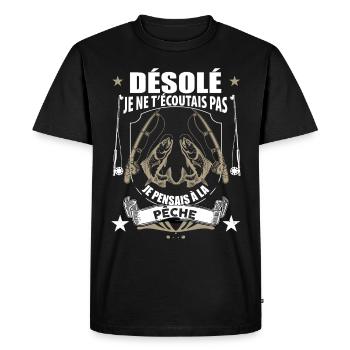 Pêche Passion Pour Homme Pêcheur - T-shirt Premium bio Homme - noir - Devant - Nico (187cm)