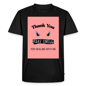faux sourire - T-shirt Premium bio Homme - noir - Devant - Nico (187cm)