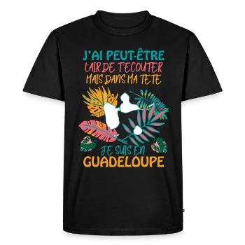 Humour message Guadeloupe Cdeau Citation Drôle - T-shirt Premium bio Homme - noir - Devant - Nico (187cm)