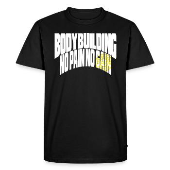 Musculation Pas de douleur Pas de gain Fitness Gym - T-shirt Premium bio Homme - noir - Devant - Nico (187cm)
