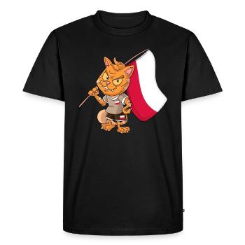 Poland Fan Cat - Men's Premium Organic T-Shirt - black - Front - Nico (187cm)