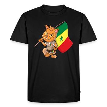 Senegal Fan Cat - Men's Premium Organic T-Shirt - black - Front - Nico (187cm)