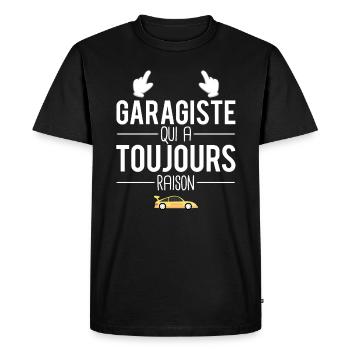Cadeau garagiste qui a toujours raison garage - T-shirt Premium bio Homme - noir - Devant - Nico (187cm)