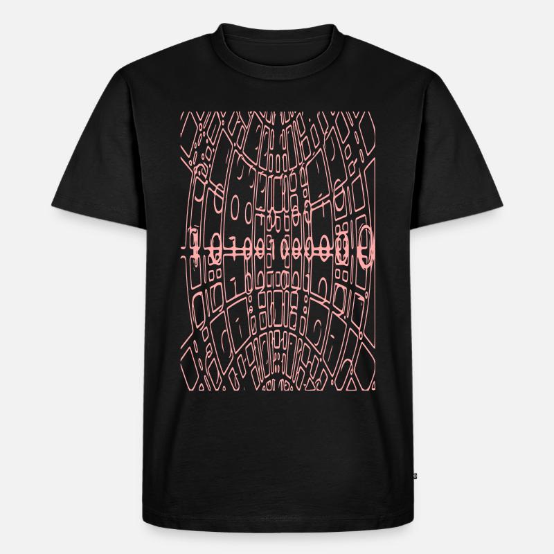 Binary Code Abstract (pink) - Men's Premium Organic T-Shirt - black