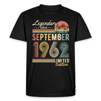 Septembre 1962 né Vintage Anniversaire Rétro - T-shirt Premium bio Homme - noir - Devant - Nico (187cm)