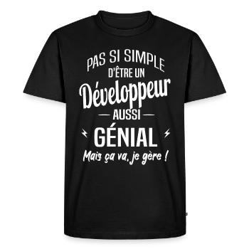 Développeur - T-shirt Premium bio Homme - noir - Devant - Nico (187cm)