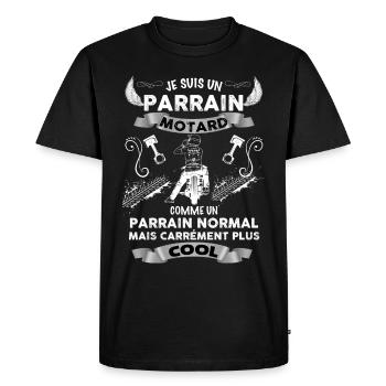 Parrain Motard Cool Cadeau Des Filleuls - T-shirt Premium bio Homme - noir - Devant - Nico (187cm)