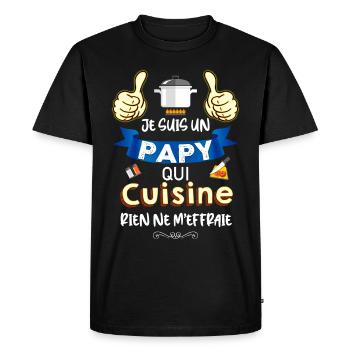 Papy à la Cuisine C'est de La balle - T-shirt Premium bio Homme - noir - Devant - Nico (187cm)