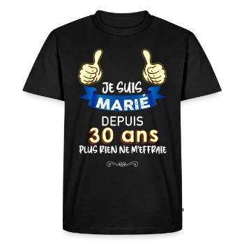 Anniversaire Mariage 30 ans - T-shirt Premium bio Homme - noir - Devant - Nico (187cm)