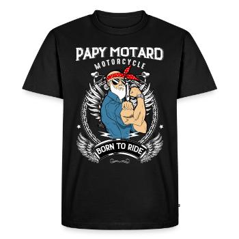 Papy Motard Barbu Vintage Et Drôle - T-shirt Premium bio Homme - noir - Devant - Nico (187cm)