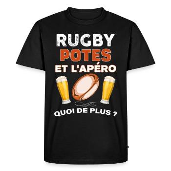 Le Rugby Les potes La Biere - T-shirt Premium bio Homme - noir - Devant - Nico (187cm)