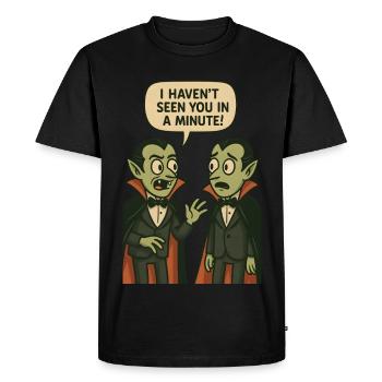 Je ne t’ai pas vu depuis une minute (Vampires) - T-shirt Premium bio Homme - noir - Devant - Nico (187cm)