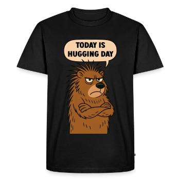 Porcupine: Today is Hug Day - Men's Premium Organic T-Shirt - black - Front - Nico (187cm)