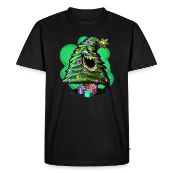 Arbre de Noël en colère | Noël Cadeaux - T-shirt Premium bio Homme - noir - Devant - Nico (187cm)