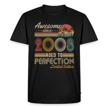 Millésime 2008 né Vintage Anniversaire Rétro - T-shirt Premium bio Homme - noir - Devant - Nico (187cm)