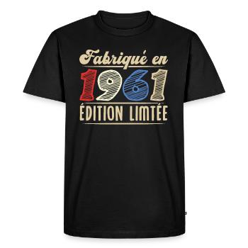 Fabriqué en 1961, Vintage cadeau d'anniversaire - T-shirt Premium bio Homme - noir - Devant - Nico (187cm)