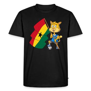 Ghana Fan Cat - T-shirt Premium bio Homme - noir - Devant - Nico (187cm)
