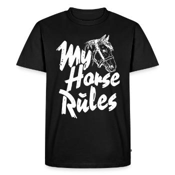 Mon cheval mes règles Cavalier Cavalier Ferme équestre - T-shirt Premium bio Homme - noir - Devant - Nico (187cm)