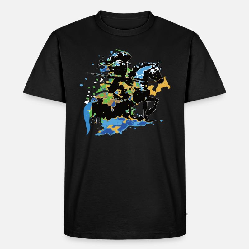 Reiter Pferd bunt - Männer Premium Bio T-Shirt - Schwarz