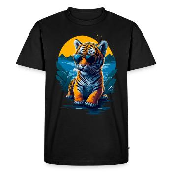 Mignon bébé tigre - T-shirt Premium bio Homme - noir - Devant - Nico (187cm)