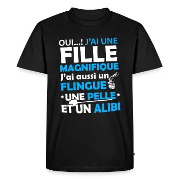 T-shirt pour Père - J'ai une Fille Magnifique - T-shirt Premium bio Homme - noir - Devant - Nico (187cm)