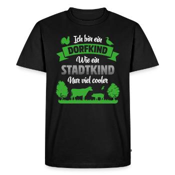 DORFKIND | WIE STADTKIND NUR VIEL COOLER - Männer Premium Bio T-Shirt - Schwarz - Vorne - Nico (187cm)