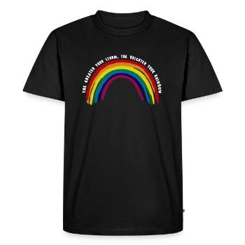 The Greater Your Storm, The Brighter Your Rainbow - Men's Premium Organic T-Shirt - black - Front - Nico (187cm)