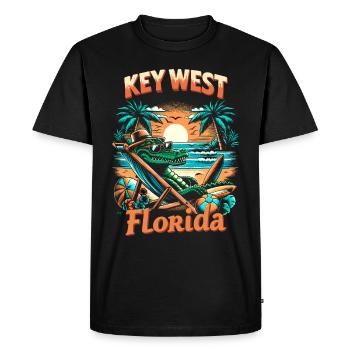 Chemise de vacances cool en Floride avec motif alligator - T-shirt Premium bio Homme - noir - Devant - Nico (187cm)