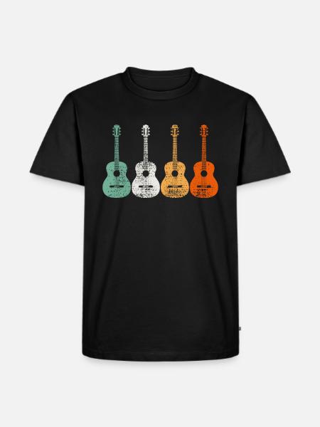 Akustische Gitarre - Männer Premium Bio T-Shirt - Schwarz