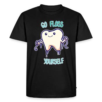 Tooth dentist flossing - Men's Premium Organic T-Shirt - black - Front - Nico (187cm)