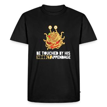 Touched By His Noodly Appendage Spaghetti Monster - T-shirt Premium bio Homme - noir - Devant - Nico (187cm)