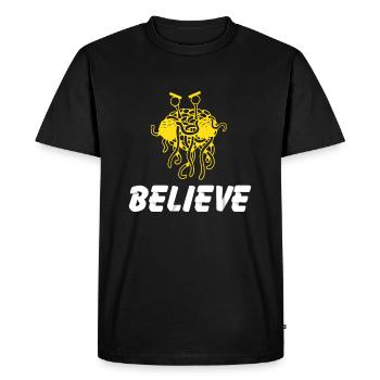 Spaghetti Monster Believe Athée Dieu foi - T-shirt Premium bio Homme - noir - Devant - Nico (187cm)