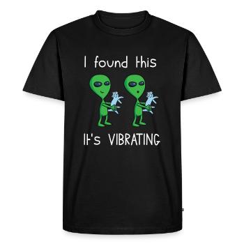 J'ai trouvé ça son chat vibrant extraterrestre - T-shirt Premium bio Homme - noir - Devant - Nico (187cm)