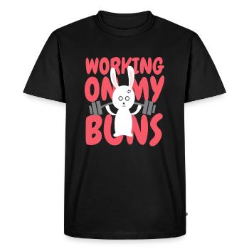 Working On My Buns Fitness Renforcement musculaire - T-shirt Premium bio Homme - noir - Devant - Nico (187cm)