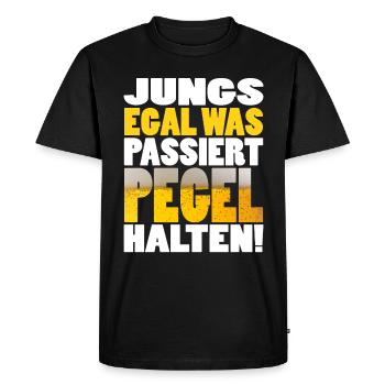 Bier Pegel JGA Junggesellenabschied Lustig Spruch - Männer Premium Bio T-Shirt - Schwarz - Vorne - Nico (187cm)