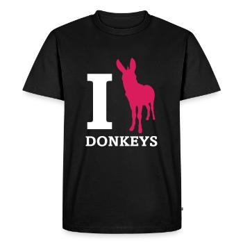 I Love Donkeys âne mule - T-shirt Premium bio Homme - noir - Devant - Nico (187cm)