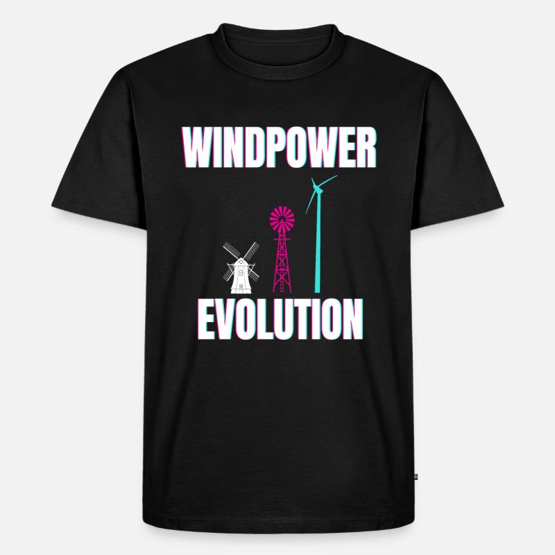 Windpower Evolution Windkraft Wind - Männer Premium Bio T-Shirt - Schwarz